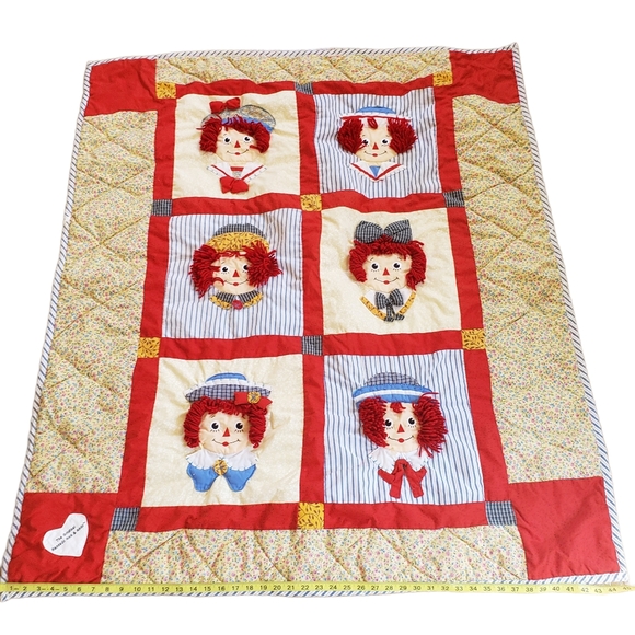 The Original Raggedy Ann & Andy by Applause Crib Quilt Blanket Reversible Throw - Picture 1 of 16